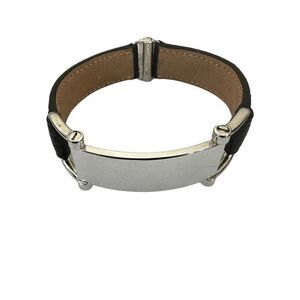 CELINE Paris Black Lizard Leather Bracelet | Silver Hardware | Vintage Designer